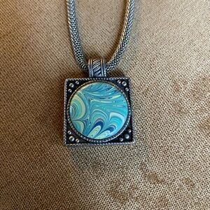 Magnabilities Silver and Blue Swirl Pendant Necklace